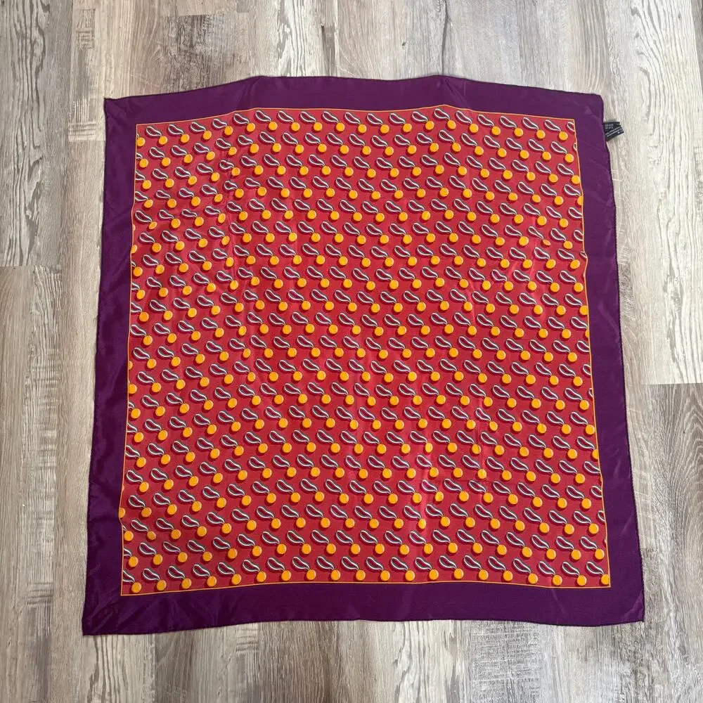 Vintage John Hancock Olympic Silk Scarf Purple Medal Print 33x33 Retro 80s 90s